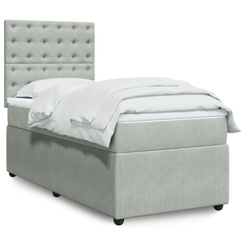 vidaXL Box spring krevet s madracem svjetlosivi 100x200 cm baršunasti