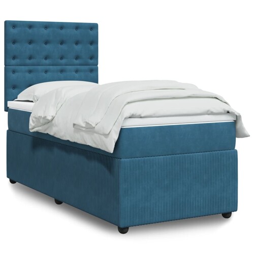 vidaXL Box spring krevet s madracem tamnoplavi 90x190 cm baršunasti