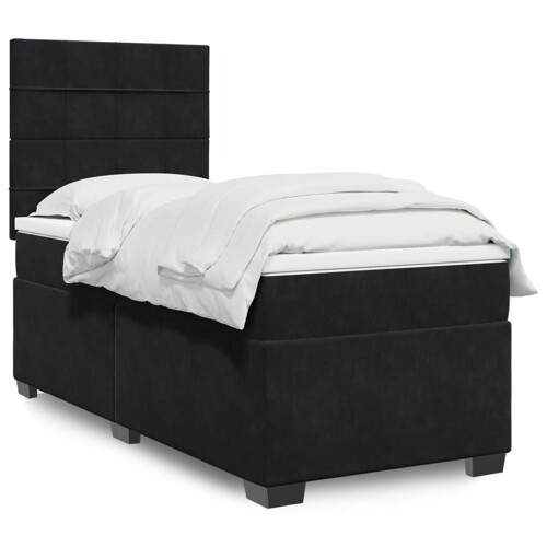vidaXL Box spring krevet s madracem crni 100x200 cm baršunasti