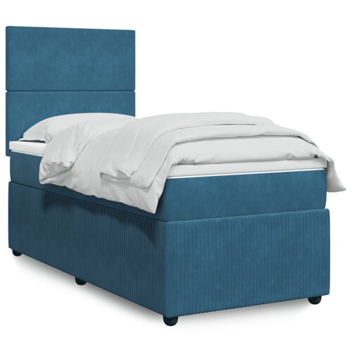 vidaXL Box spring krevet s madracem tamnoplavi 80 x 200 cm baršunasti