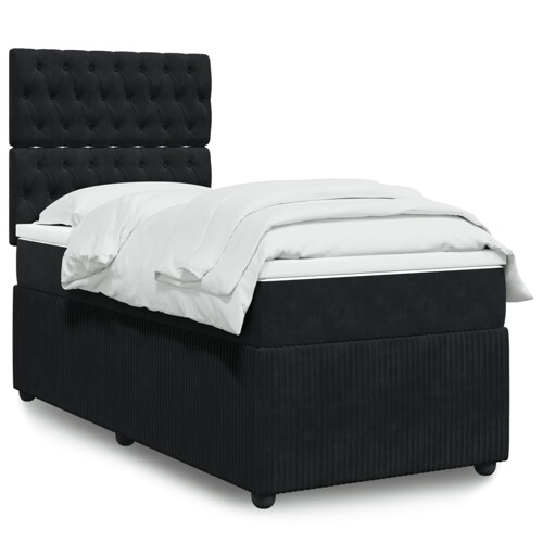 vidaXL Box spring krevet s madracem crni 100x200 cm baršunasti