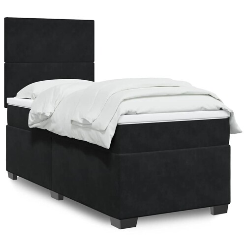 vidaXL Box spring krevet s madracem crni 100x200 cm baršunasti