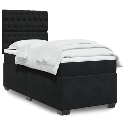 vidaXL Box spring krevet s madracem crni 90x190 cm baršunasti