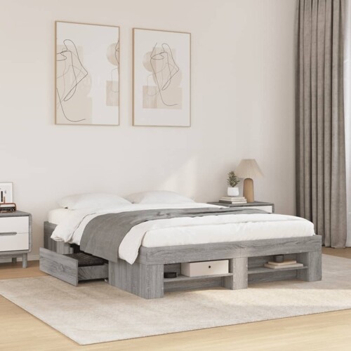 vidaXL Okvir za krevet boja hrasta 120x190 cm od konstruiranog drva