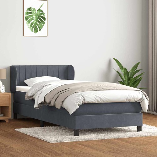 vidaXL Box spring krevet s madracem tamnosivi 80 x 220 cm baršunasti