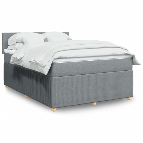vidaXL Krevet s oprugama i madracem svjetlosivi 140x190 cm od tkanine
