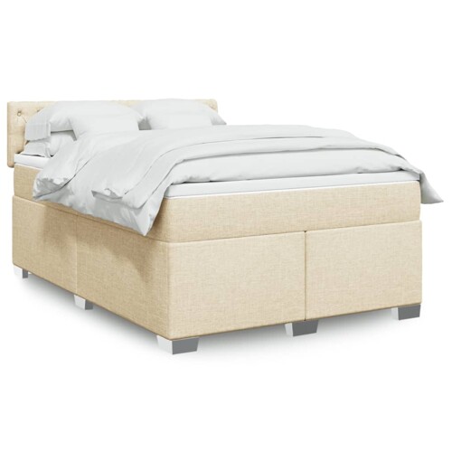 vidaXL Krevet s oprugama i madracem krem 140 x 190 cm od tkanine