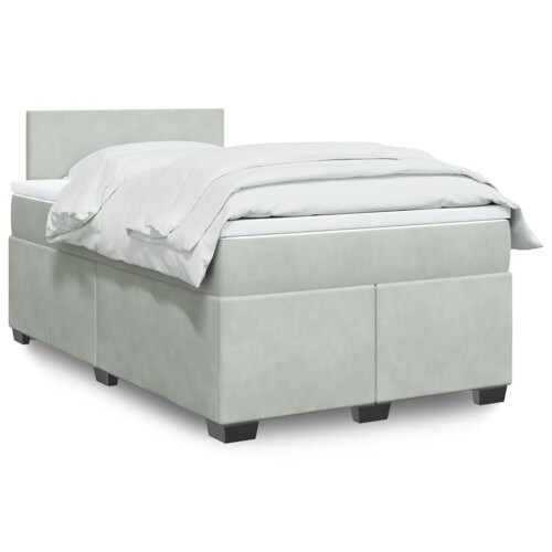 vidaXL Box spring krevet s madracem svjetlosivi 120x200 cm baršunasti