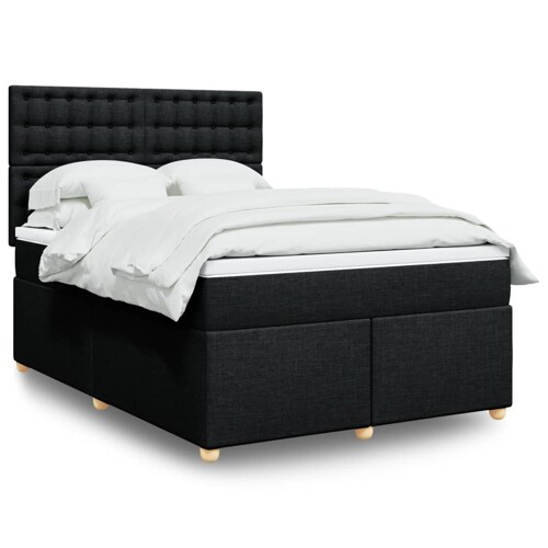 vidaXL Krevet s oprugama i madracem crni 140 x 190 cm od tkanine