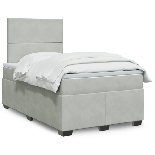 vidaXL Box spring krevet s madracem svjetlosivi 120x200 cm baršunasti