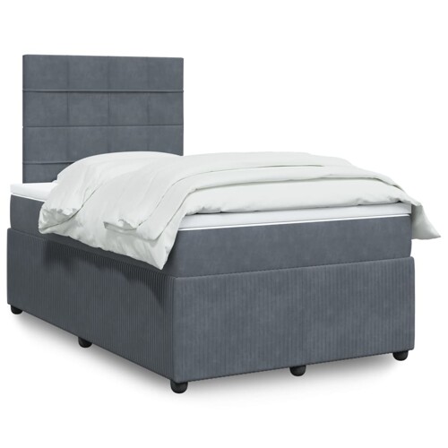 vidaXL Box spring krevet s madracem tamnosivi 120 x 200 cm baršunasti
