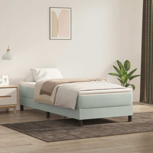 vidaXL Box Spring krevet bez madracem svijetlo sivi 90x220 cm baršun