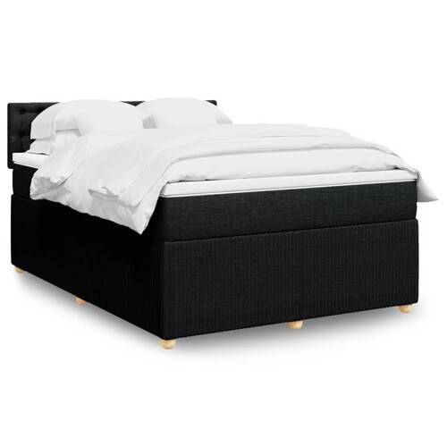 vidaXL Krevet s oprugama i madracem crni 140 x 190 cm od tkanine