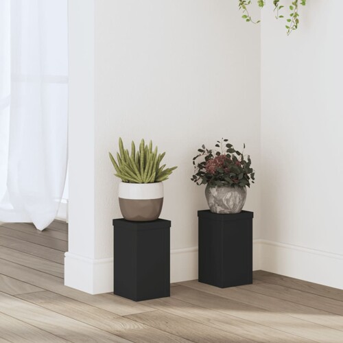vidaXL Stalci za biljke 2 kom crni 10x10x18 cm konstruirano drvo