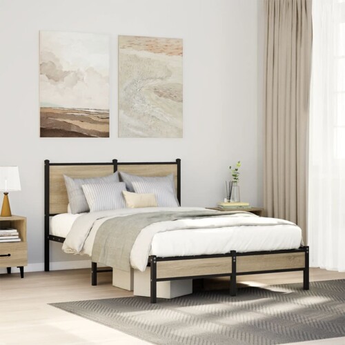 vidaXL Metalni okvir kreveta bez madraca boja hrasta sonome 120x200 cm