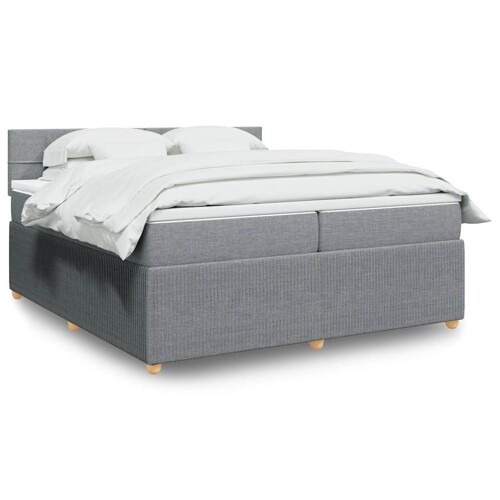 vidaXL Krevet s oprugama i madracem svjetlosivi 200 x 200cm od tkanine