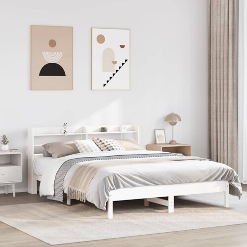 vidaXL Okvir kreveta bez madraca bijeli 135 x 190 cm masivna borovina