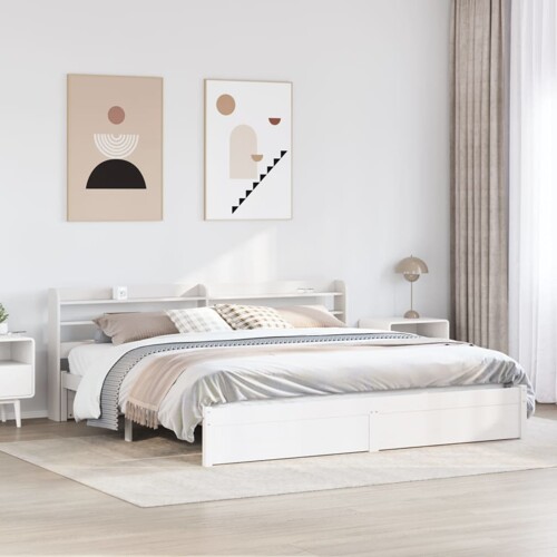 vidaXL Okvir kreveta s uzglavljem bez madraca bijeli 200x200 cm