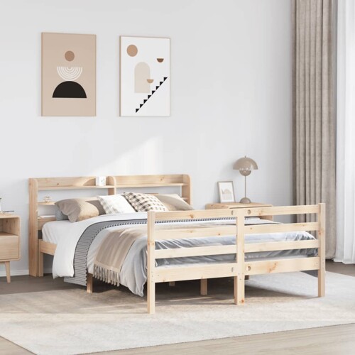 vidaXL Okvir kreveta s uzglavljem 140 x 190 cm od masivne borovine
