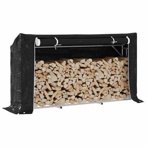 vidaXL Stalak za drva za ogrjev s kišnom navlakom 200,5x41x110,5 cm