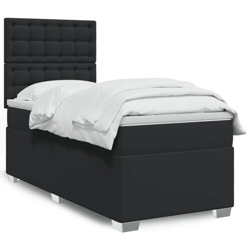 vidaXL Krevet s oprugama i madracem crni 80 x 200 cm od umjetne kože