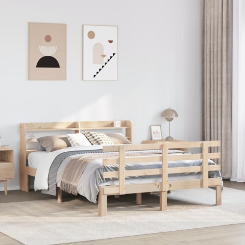 vidaXL Okvir za krevet s uzglavljem 150 x 200 cm borovina