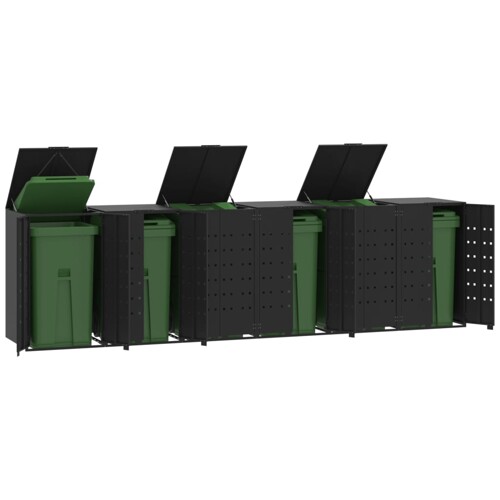 vidaXL Spremište za 6 kante za otpad crno 414x79x117 cm čelično