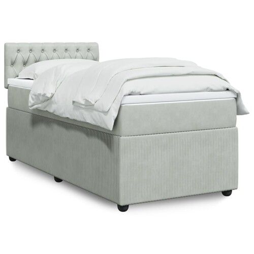 vidaXL Box spring krevet s madracem svjetlosivi 90x190 cm baršunasti