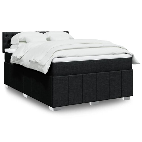 vidaXL Krevet s oprugama i madracem crni 160x200 cm od tkanine
