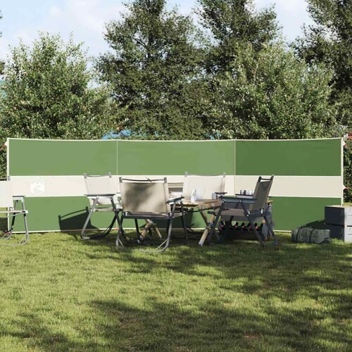 vidaXL Vjetrobran za kampiranje zeleni 490x123 cm vodootporni