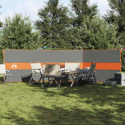 vidaXL Vjetrobran za kampiranje siva/narančasta 490x123 cm vodootporni