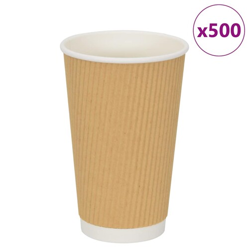 vidaXL papirnate šalice za kavu 500 kom 16 oz 400 ml smeđe