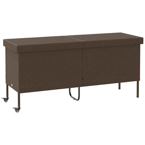 vidaXL Vrtna kutija za pohranu s kotačima smeđa 160x55x75 cm poliratan
