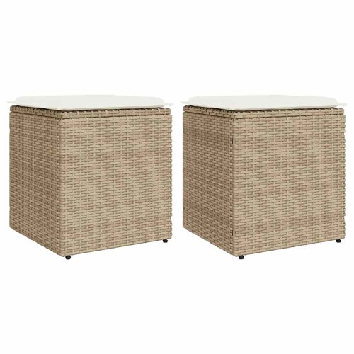 vidaXL Vrtni tabure s jastucima 2 kom bež 40x40x43 cm poliratan
