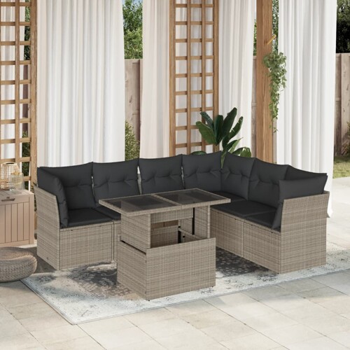 vidaXL 7-dijelni set vrtnih sofa svjetlosivi od poliratana
