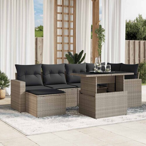 vidaXL 7-dijelni set vrtnih sofa svjetlosivi od poliratana