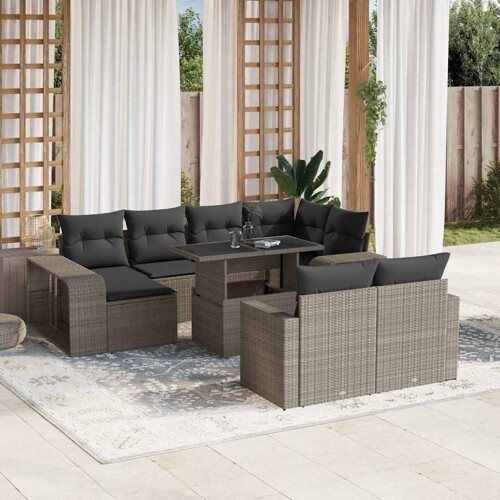 vidaXL 11-dijelni set vrtnih sofa poliratan s jastucima svijetlosivi