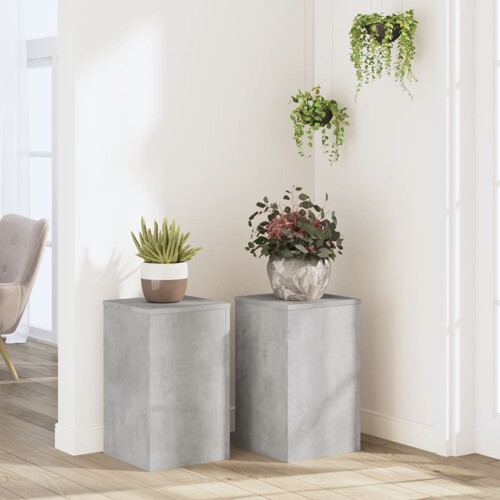 vidaXL Stalci za biljke 2 kom siva boja betona 30x30x50 cm drveni
