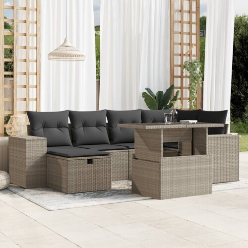 vidaXL 7-dijelni set vrtnih sofa svjetlosivi od poliratana