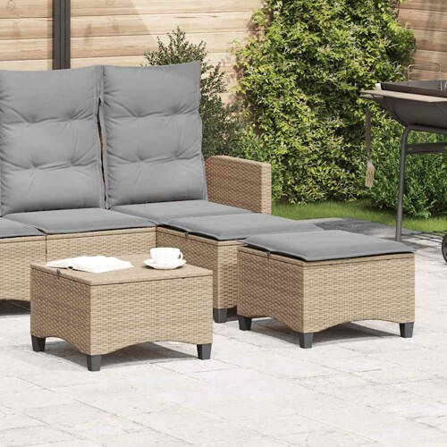 vidaXL Vrtni tabure s jastucima 2 kom bež 55x55x36 cm poliratan