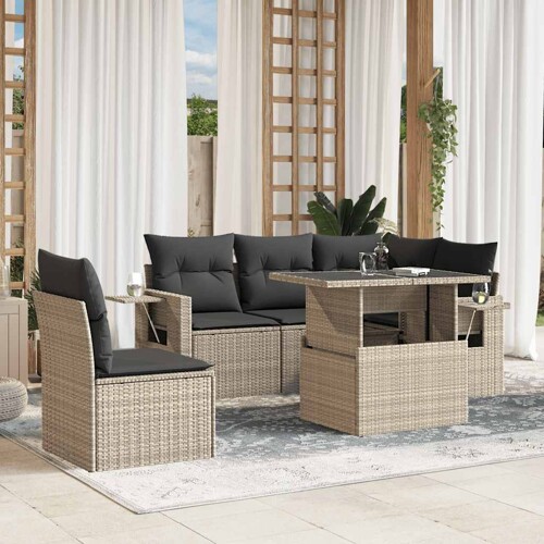 vidaXL 6-dijelni set vrtnih sofa od poliratana s jastucima svjetlosivi