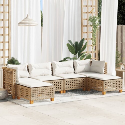 vidaXL 6-dijelni set vrtnih sofa s jastucima bež od poliratana