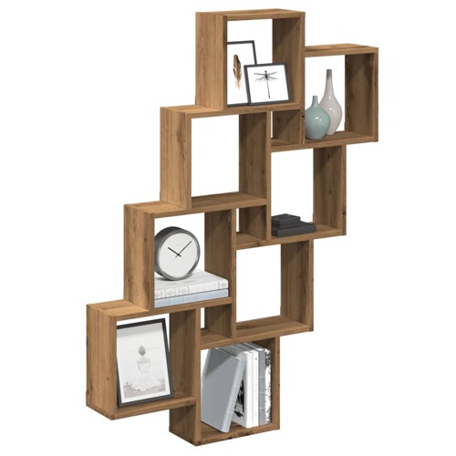 vidaXL Zidna kockasta polica Artisan hrast 90x15x119,5 cm