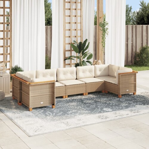 vidaXL 7-dijelni set vrtnih sofa od poliratana s jastucima bež