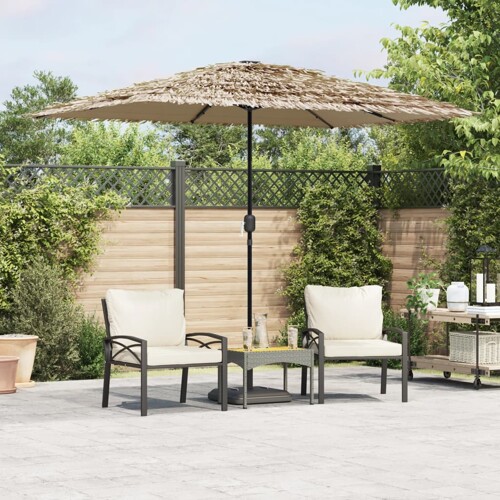 vidaXL Vrtni suncobran LED s čeličnom šipkom smeđi 300x200x250 cm