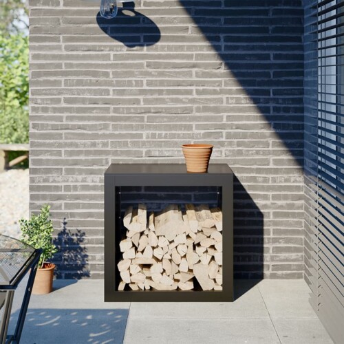 vidaXL Stalak za drva za ogrjev crni 60 x 40 x 60 cm čelični
