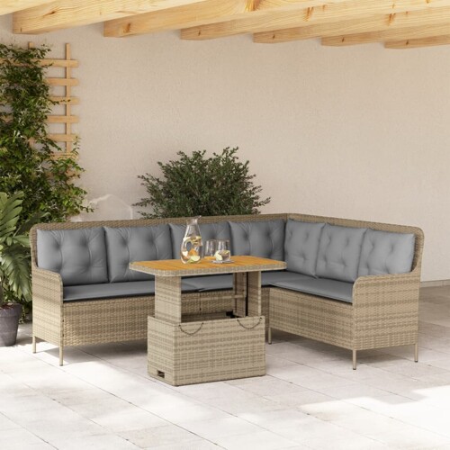 vidaXL 2-dijelni set vrtnih sofa od poliratana s jastucima bež