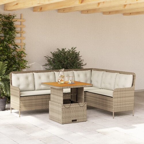 vidaXL 2-dijelni set vrtnih sofa od poliratana s jastucima bež