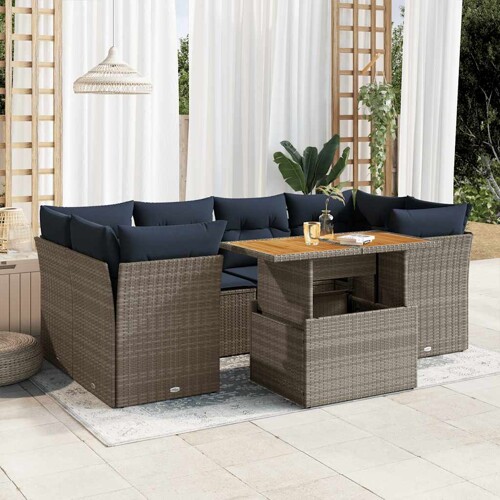 vidaXL 7-dijelni set vrtnih sofa sivi od poliratana