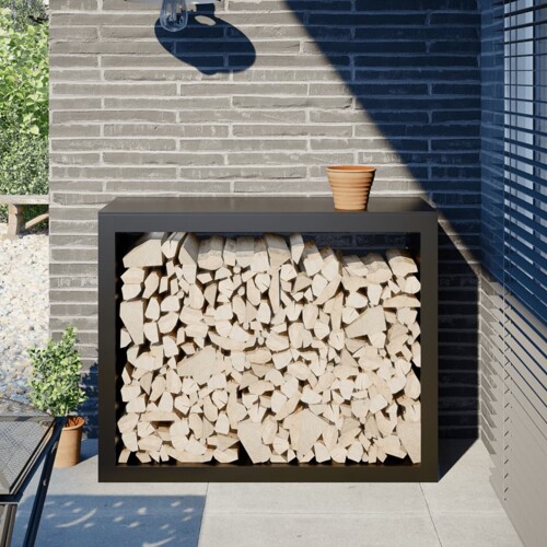 vidaXL Stalak za drva za ogrjev crni 100x40x80 cm čelični